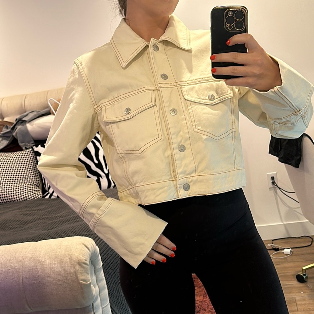 Fall Denim - Zara Cropped White Denim jacket